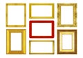 Set golden frameand red frame isolated on white background Royalty Free Stock Photo