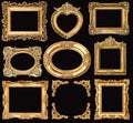 Set of golden frames. baroque style antique objects