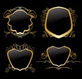 Set of golden vector frames on vintage decorations Royalty Free Stock Photo
