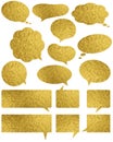 Set of golden glossy labels and bubble over white background, vector Royalty Free Stock Photo