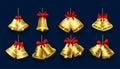 set of golden jingle bell elements for chiristmas design vector illustration Royalty Free Stock Photo