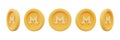 Set of golden Monero coins.3d rendering