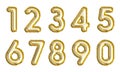 Set of golden numbers made of inflatable balloons isolated on white background Royalty Free Stock Photo