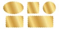 Set of golden oval, square, rectangle and circle shapes with wavy edges. Geometric forms with curvy borders. Golden Royalty Free Stock Photo