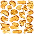 Set of golden paint smudges Royalty Free Stock Photo