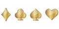 Set of golden playing card symbols: Diamonds, Hearts, Clubs, Spades