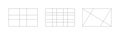 Set of golden ratio templates. Method golden section design elements. Fibonacci array, numbers, shapes. Royalty Free Stock Photo