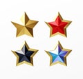 Set of golden realistic stars red set isolated on a white background. Vector illustration Royalty Free Stock Photo