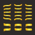 Set of golden ribbons on black. Royalty Free Stock Photo