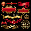 Set of golden royal design elements