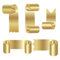 Set of golden scroll vector ribbons for your text.