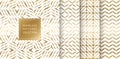 Set of golden seamless patterns. Vector texture design. Abstract seamless geometric pattern on white background. Simple