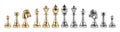 Set With Golden And Silver Chess Pieces On White Background. Banner Design