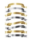 Set of golden and silver ribbon collection 3d effect with place Royalty Free Stock Photo