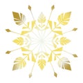 Set of Golden Snowflakes. Christmas digital design, hand-drawing.
