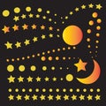 Set of golden stars and moon Royalty Free Stock Photo