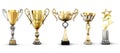 Set of golden trophies isolated on white background Royalty Free Stock Photo