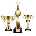 Set of Golden Trophy Cups Winner Graphic Art Icon Royalty Free Stock Photo
