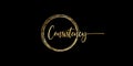 Set of golden Vector calligraphy phrase Consistency text isolated circle in gold color with black background. Can be use for