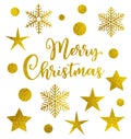 Set of golden vector Christmas design elements Royalty Free Stock Photo