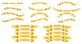 Set of golden vector silk ribbons on white background. Royalty Free Stock Photo