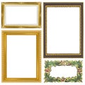 Set golden vintage frame isolated on white background Royalty Free Stock Photo