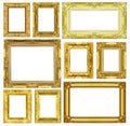 Set of golden vintage frame isolated on white background Royalty Free Stock Photo