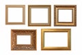 Set of golden vintage frame isolated on white background Royalty Free Stock Photo