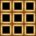 set of golden wooden frames isolated on black Royalty Free Stock Photo