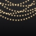 Christmas golden light garland, led neon lamp. Royalty Free Stock Photo