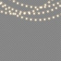 Christmas golden light garland, led neon lamp. Royalty Free Stock Photo