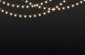 Christmas golden light garland, led neon lamp. Royalty Free Stock Photo