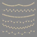 Christmas golden light garland, led neon lamp. Royalty Free Stock Photo