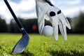 Set golf ball on a peg Royalty Free Stock Photo