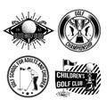 Set of golf emblems, labels, badges, logos. Isolated on white Royalty Free Stock Photo