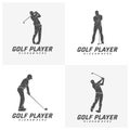 Set of Golf Player logo design vector template, Vector label of golf, Logo of golf championship, illustration, Creative icon, Royalty Free Stock Photo