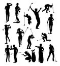 Golfer Golf Sports People Silhouette Set