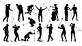 Golfer Golf Sports People Silhouette Set Royalty Free Stock Photo