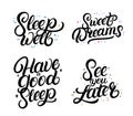 Set of good nigth calligraphy quotes. Sweet dreams. Royalty Free Stock Photo