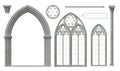 Set of gothic cathedral window elements