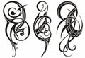Black and white Set of Gothic style tattoo as abstract shape Vector illustration Royalty Free Stock Photo