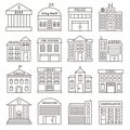 Set of Government Buildings in Line Style