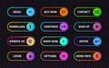 Set of gradient action buttons. Flat web submit form, modern transition sign, game navigation ui design element