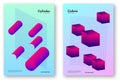 Set of gradient backgrounds with 3D shapes. Abstract vector illustration.