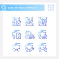 Set of gradient pixel perfect blue plumbing icons Royalty Free Stock Photo