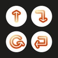 Set of gradient signs arrows icons. Vector isolated buttons on black background. Royalty Free Stock Photo