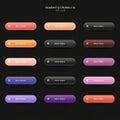 Set of gradient-style buttons displayed on a dark background. Each button is oblong Royalty Free Stock Photo