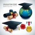 A set of graduation icons.. Vector illustration decorative background design