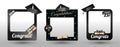 Set of graduation party photo booth props. Concept for selfie. Frame with cap for grads. Photobooth vector element. Congradulation