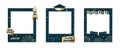 Set of Graduation party photo booth props. Frames with congratulations lettering text. Photobooth vector element. Concept for